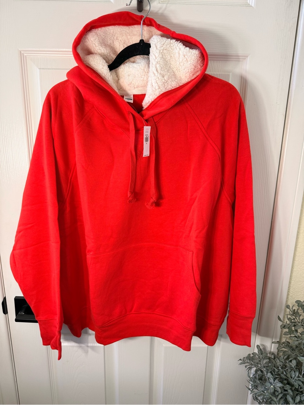 Old Navy Red Sherpa-Lined Crewneck Hoodie NWT